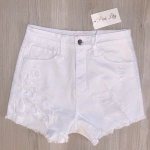 White distressed jean shorts from Pink Lily- size small